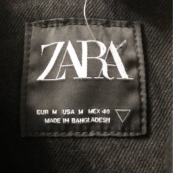 NWOT Zara Men’s Large Heavy Distressed Black Denim Trucker Jacket Size M - Picture 10 of 12
